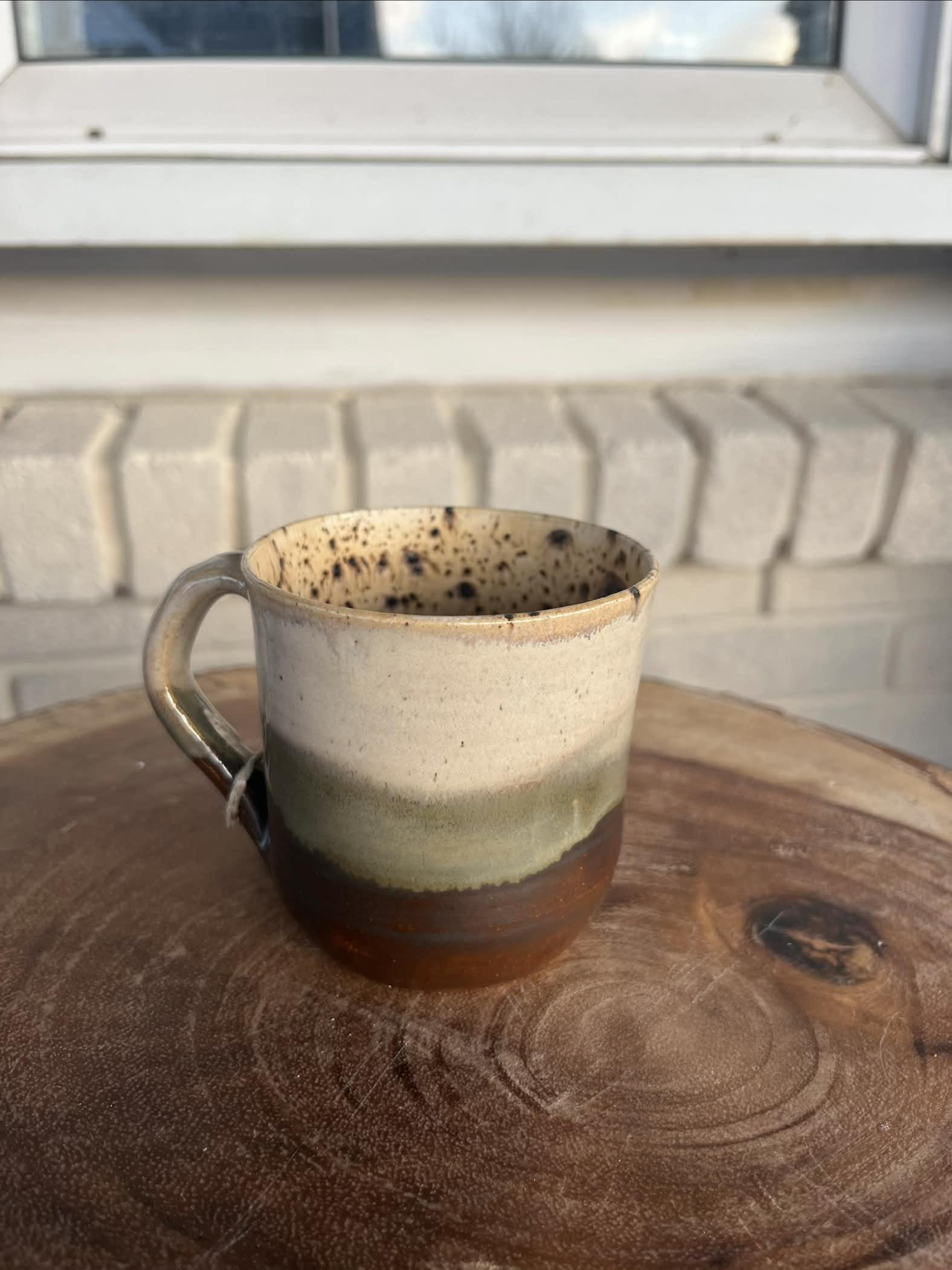 Green and brown small mug