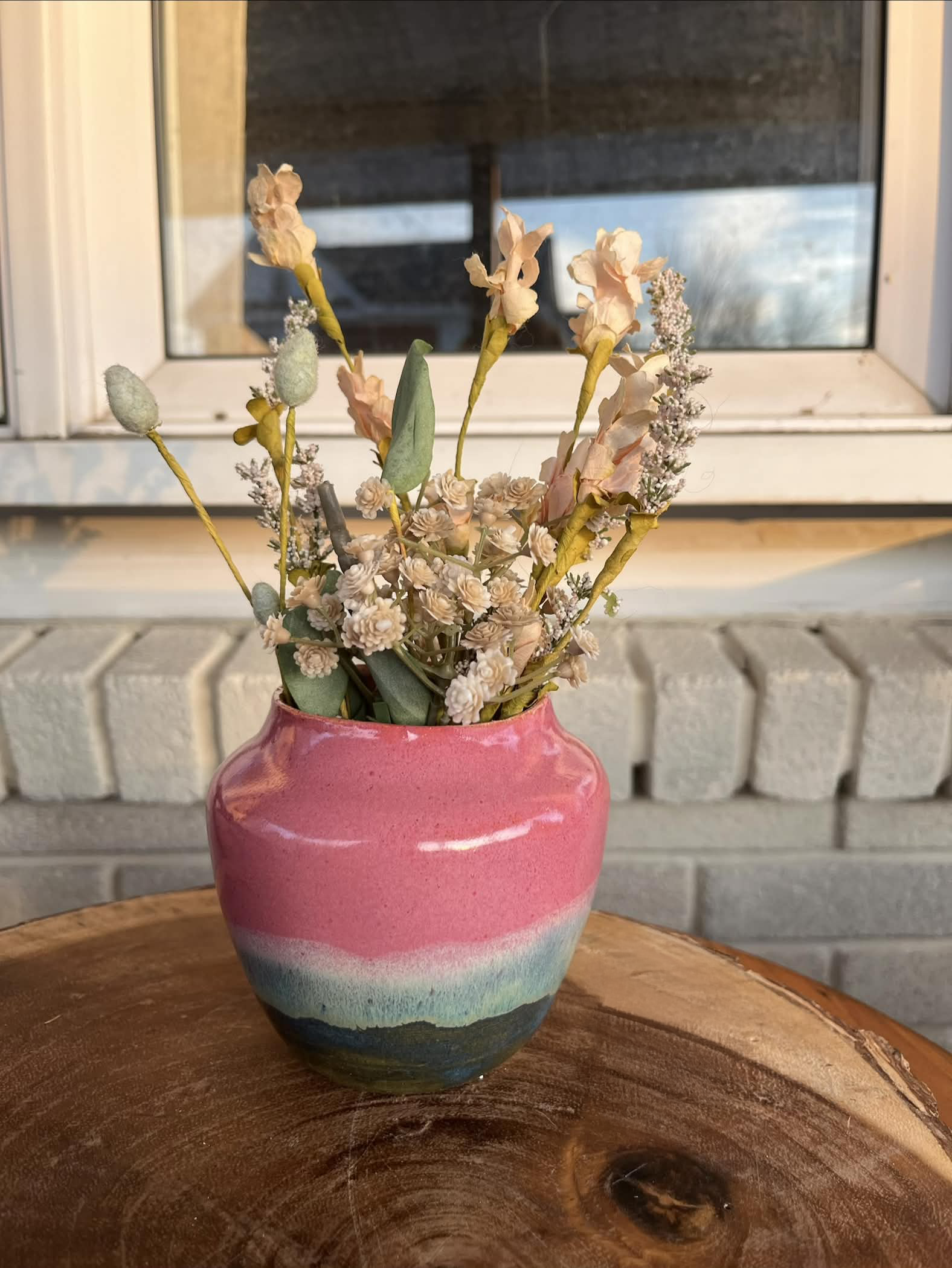 Pink and dark blue vase