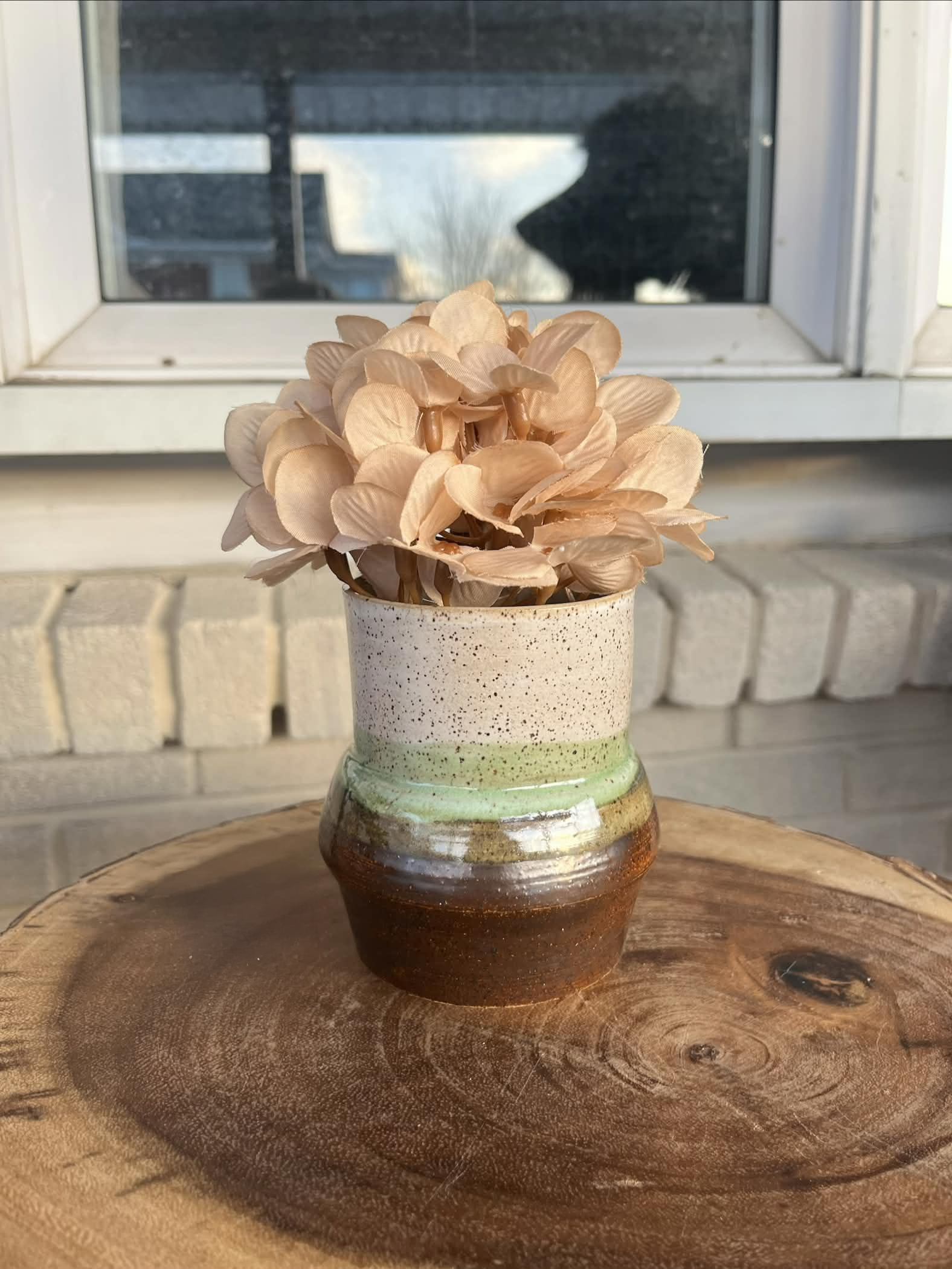 Green and brown vase